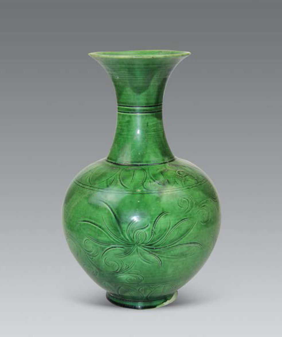 古瓷绿釉定窑广口瓶